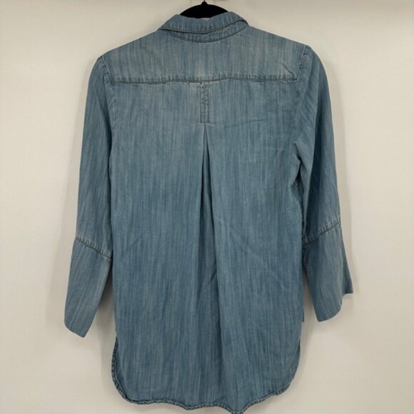 Bella Dahl Womens Light Wash Tencel Button Down High Low Shirt - Picture 5 of 5